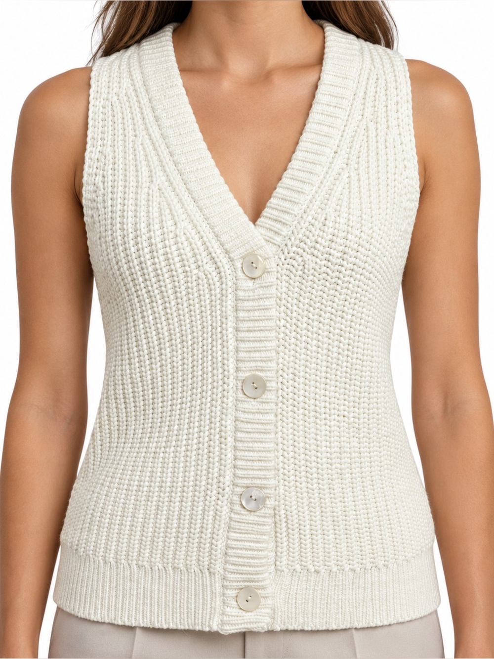 Madewell Cutaway Sweater Vest Bright Ivory Size Small